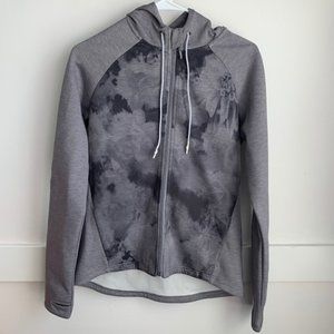 MONDETTA Gray Floral Tie Dye Active Full Zip Hoodie